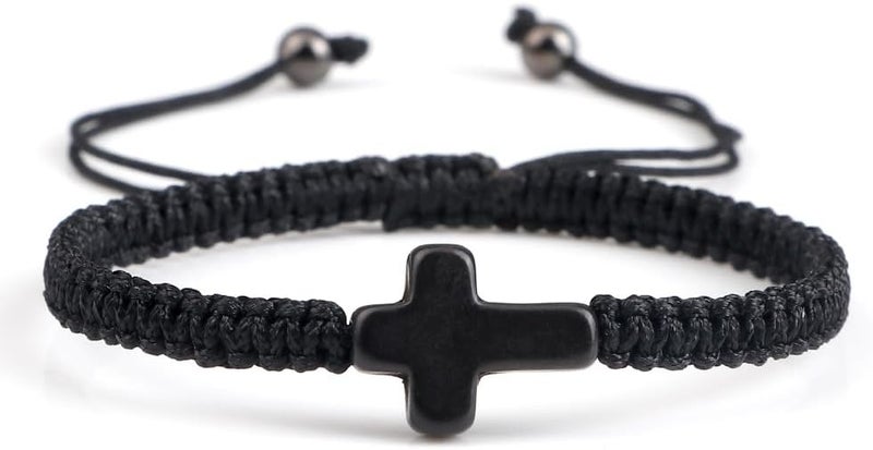 SCRDPRAD Adjustable Handmade Cross Braided Rope Bracelet for Christian Colorful Matching Couple Charm Jewelry Inspirational Religious Woven Bracelet Birthday Easter Thanksgiving Christmas Gifts - Image 1